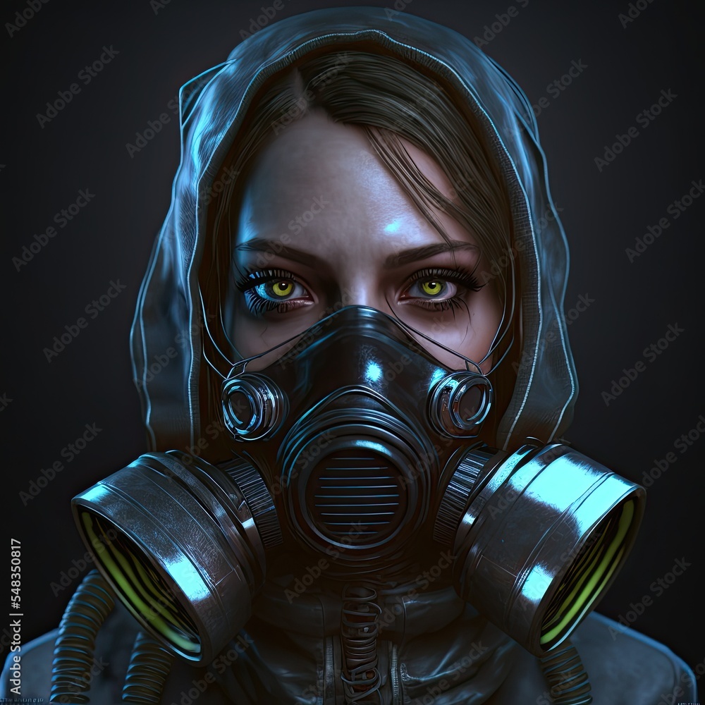 moda cyberpunk ragazza con gas maschera. generativo ai 25415717