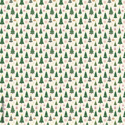 Vector Christmas trees illustration seamless pattern. photo