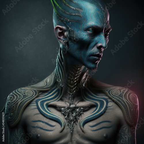 Fototapeta Cyberpunk alien mutant character design