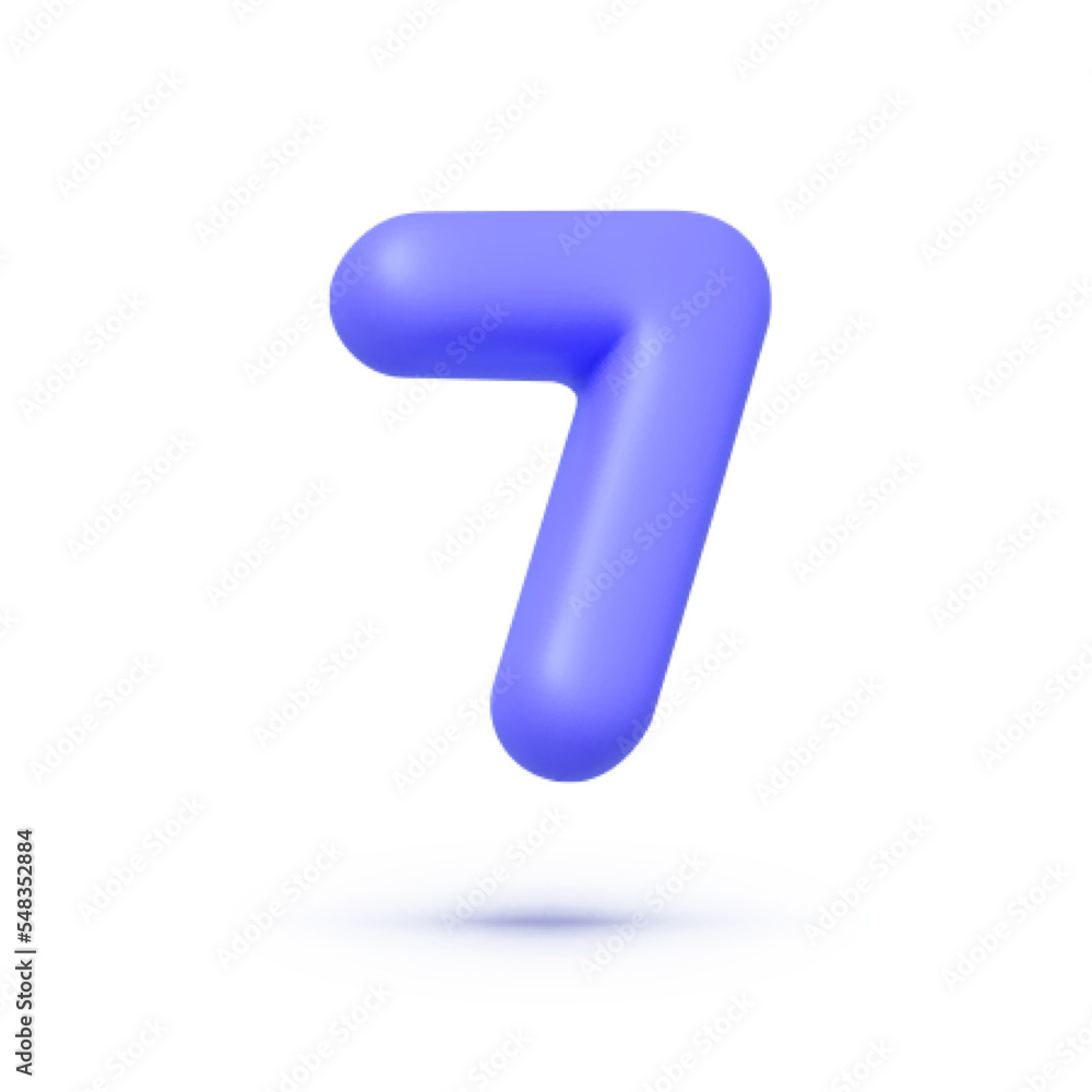 3d seven number 3d for concept design. White color background. Modern font. 3d vector illustration 3d seven number 3d for concept design. White color background. Modern font. 3d vector illustration