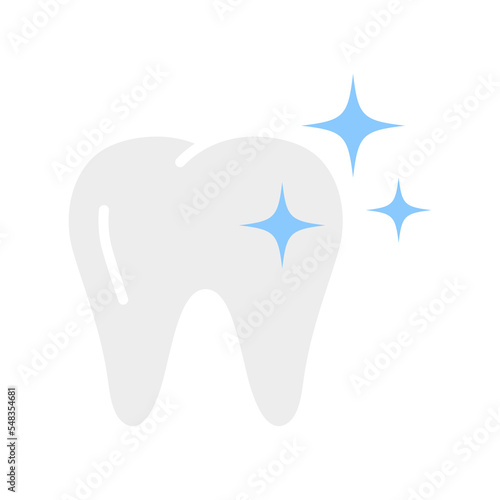 Shiny, healthy tooth. Healthy tooth with glowing effect, teeth whitening concept.