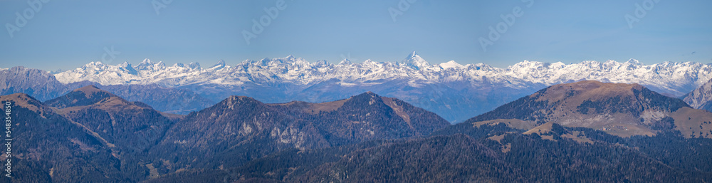 Panoramic view from the top of Picco di Mezoddi mountain in Julian Alps Panoramic view from the top of Picco di Mezoddi mountain in Julian Alps