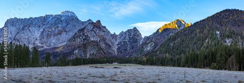 Madow by the Laghi di Fusini with Mangart mountain in the background photo