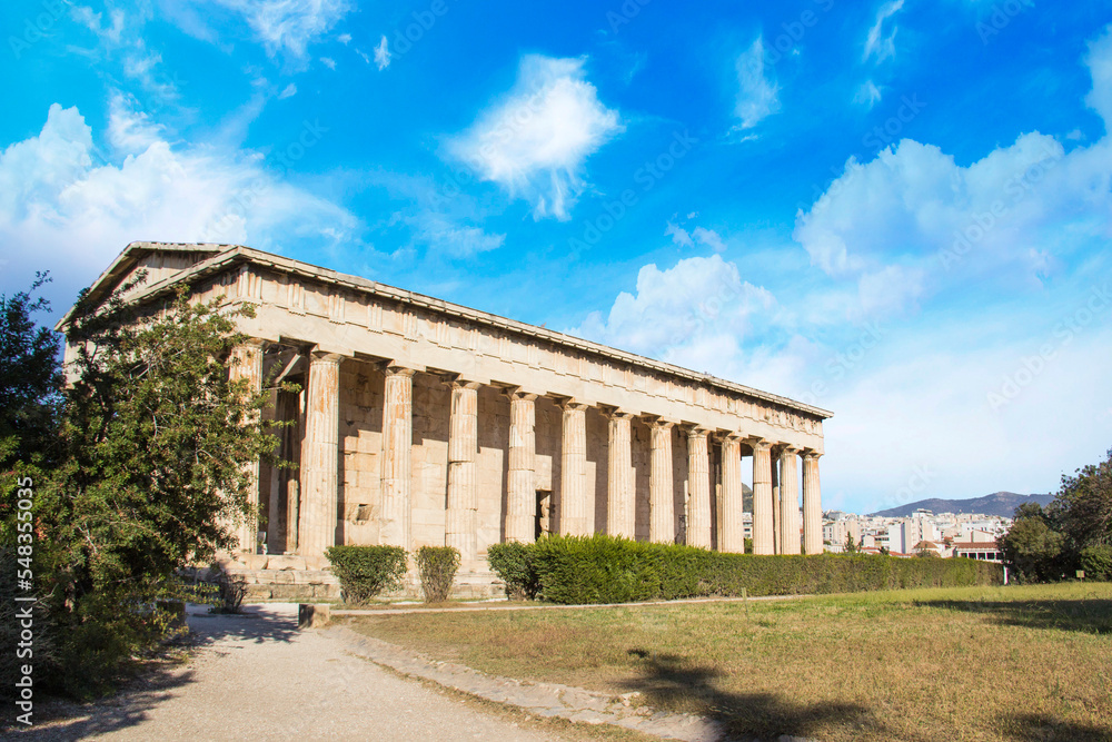 The Temple of Hephaestus in Athena Archegetis is situated west side of the Roman Agora, in Athens, Greece