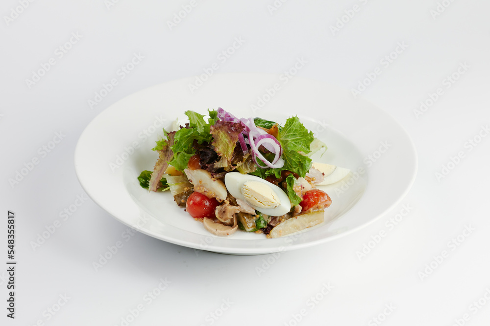 fresh greek salad with egg and vegetables fresh greek salad with egg and vegetables