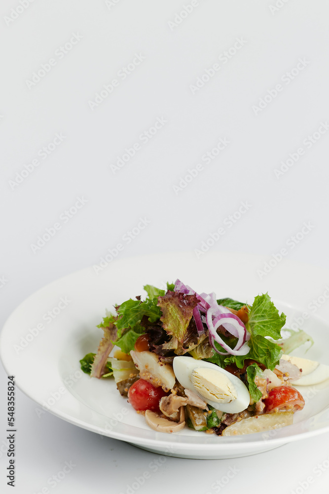 fresh greek salad with egg and vegetables fresh greek salad with egg and vegetables