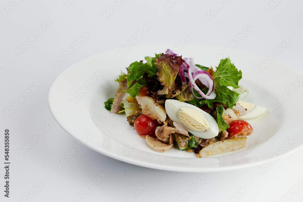 fresh greek salad with egg and vegetables fresh greek salad with egg and vegetables