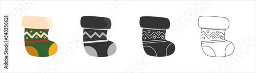 Christmas socks icon. Vector illustration