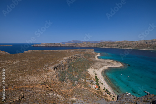 General view from Gramvousa fortress with Gramvousa beach on the foreground
