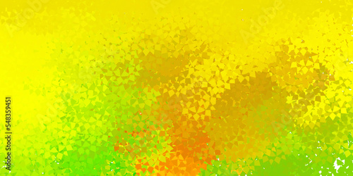 Dark green, yellow vector backdrop with triangles, lines. © Guskova