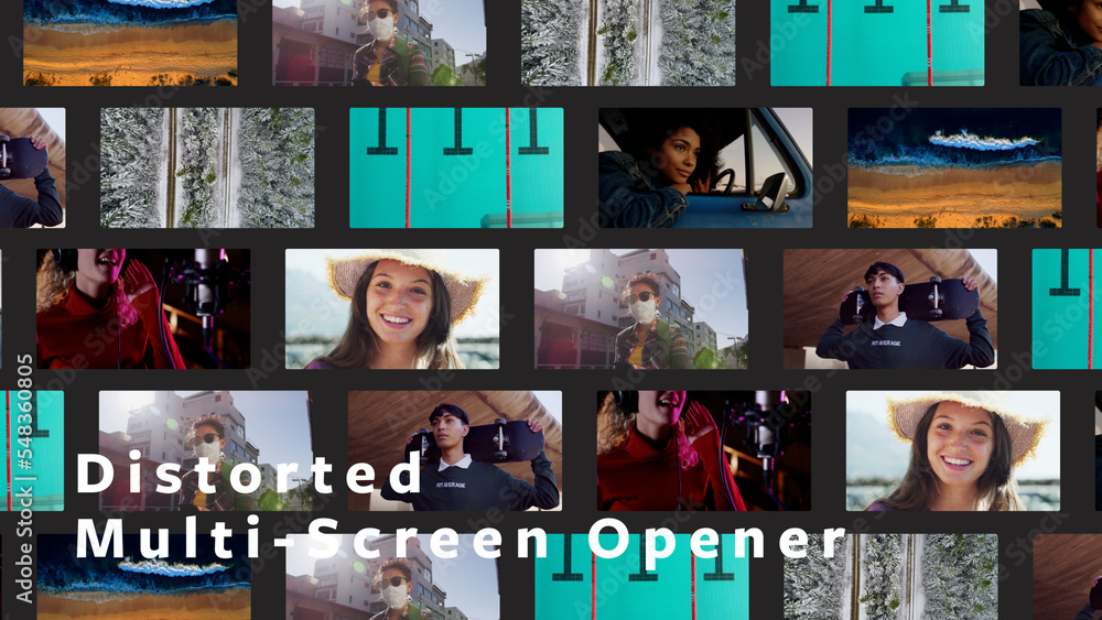 Distorted Multi Screen Opener Stock Template | Adobe Stock
