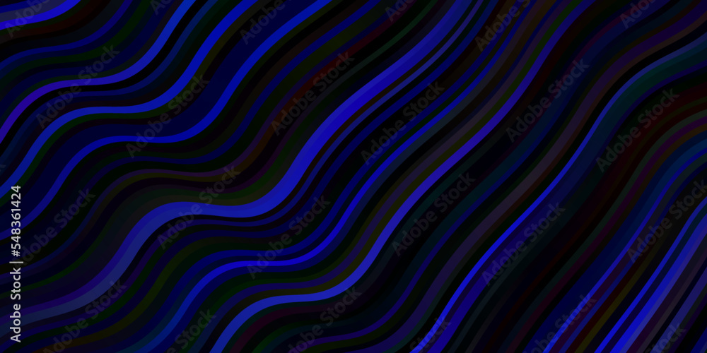 Dark BLUE vector background with curved lines. Dark BLUE vector background with curved lines.