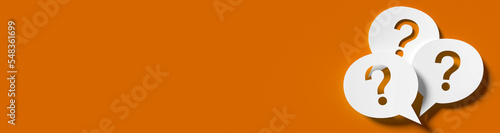 Question mark in front of a red color wall background. Business support concept - 3D Rendering.