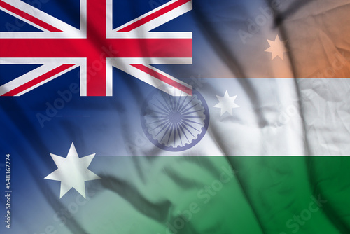 Australia and India political flag transborder negotiation IND AUS photo