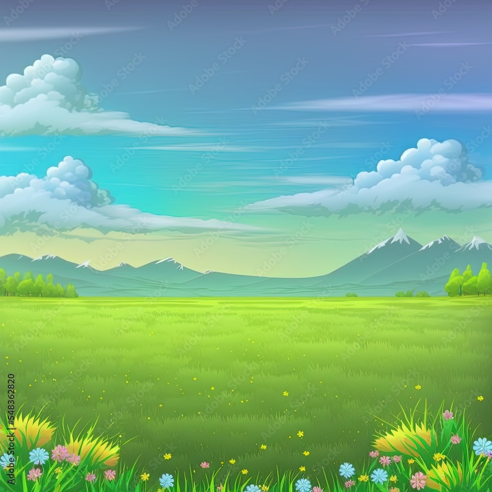 Blank meadow landscape scene