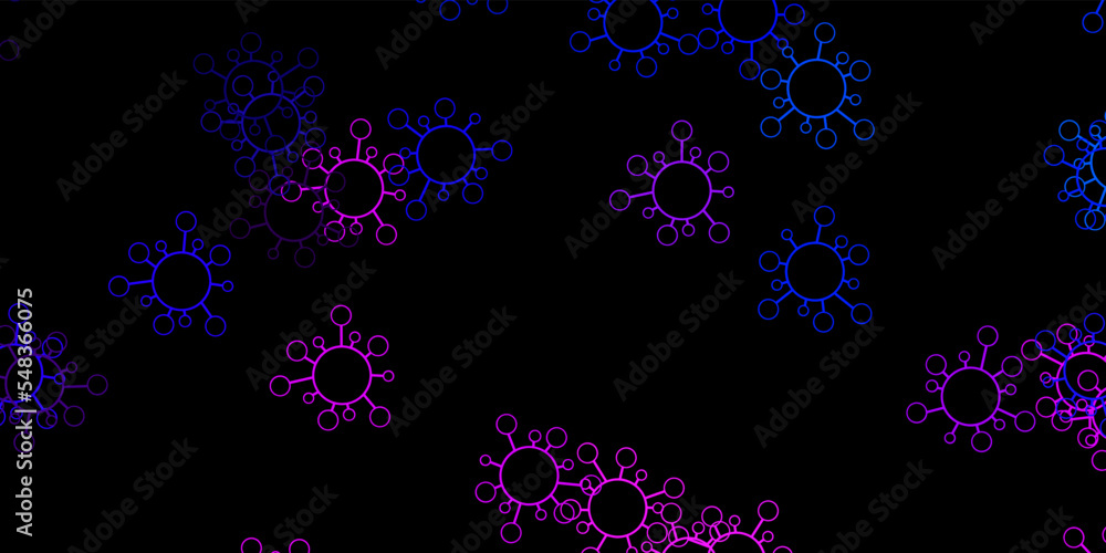 Dark pink, blue vector pattern with coronavirus elements. Dark pink, blue vector pattern with coronavirus elements.