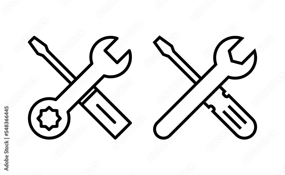 Repair tools icon vector for web and mobile app. tool sign and symbol. setting icon. Wrench and screwdriver. Service Repair tools icon vector for web and mobile app. tool sign and symbol. setting icon. Wrench and screwdriver. Service