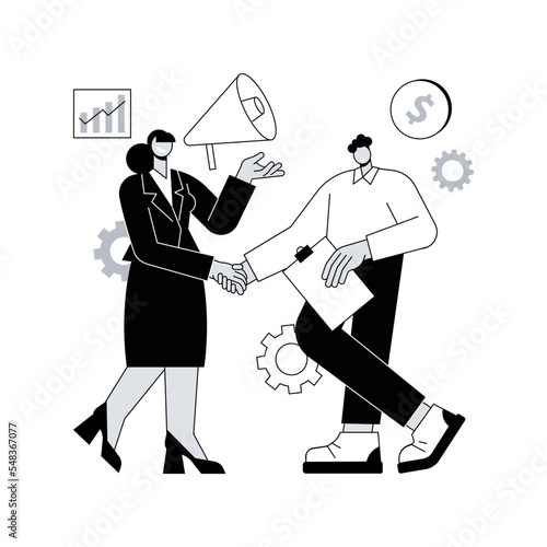 Relationship marketing abstract concept vector illustration. Customer relationship strategy, focus on consumer loyalty, brand interaction and long-term engagement, social media abstract metaphor.