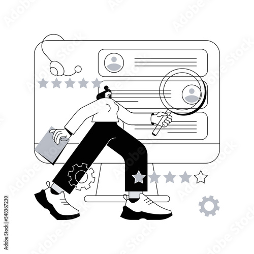 Customer self-service abstract concept vector illustration. E-support system, electronic proactive customer, online assistance, FAQs knowledge base, representative free shop abstract metaphor.