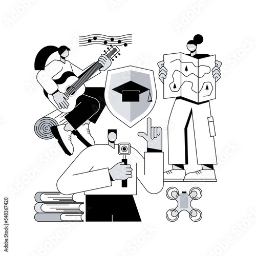 Student club abstract concept vector illustration. Student organization, university interest club, after-school activity program, college association, professional hobby society abstract metaphor.