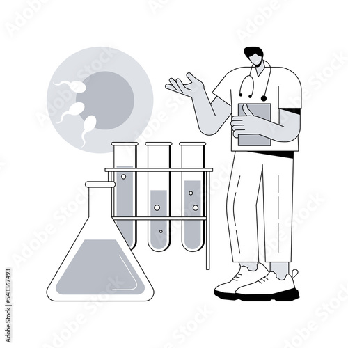 Test tube fertilization abstract concept vector illustration. Test tube baby, in vitro fertilization, petri dish, plant breeder, artificial insemination, egg cell, pregnant woman abstract metaphor.