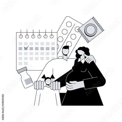 Family planning abstract concept vector illustration. Family health services, become parents, education and counseling, birth control, pregnancy planning, hormonal contraception abstract metaphor.