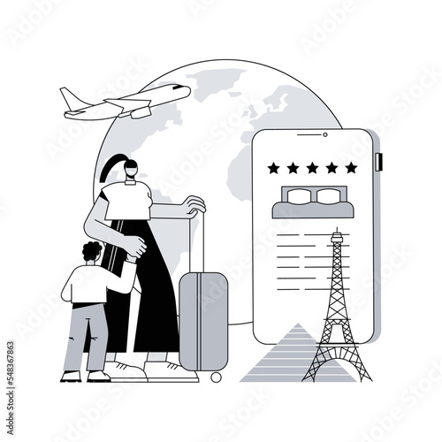 Hospitality and travel clubs abstract concept vector illustration. Travelers community, homestay arrangement, social networking leasure and holiday, catering service, lifestyle abstract metaphor.
