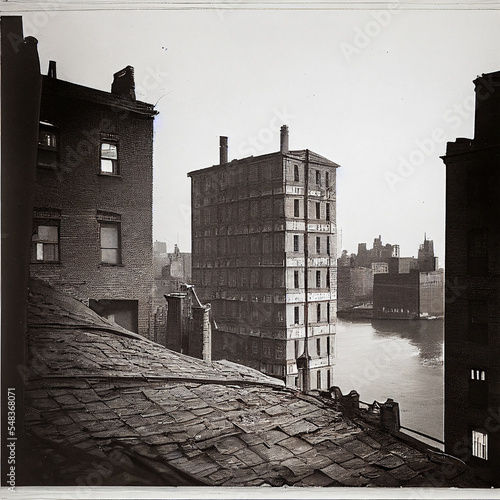 New York City from the rooftops, invented scenes (AI generated)