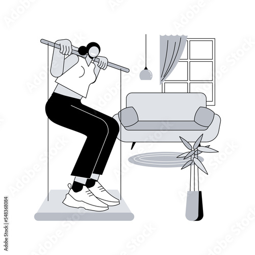 Portable workout gym abstract concept vector illustration. Total-body home workout system, sport lifestyle, self isolation, power exercise, home fitness, training session abstract metaphor.