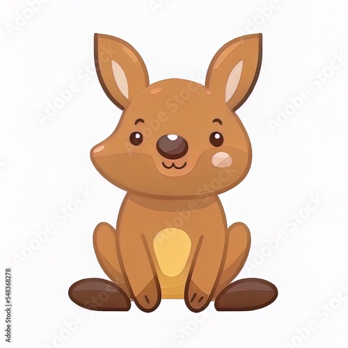 Cute Kangaroo Kid Cartoon 2D Illustrated Icon Illustration. Animal Nature Icon Concept Isolated Premium 2D Illustrated. Flat Cartoon Style © AkuAku