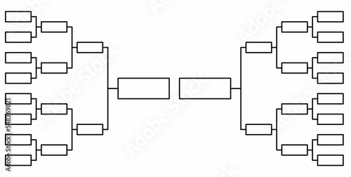 blank 16 team tournament bracket isolated on white background