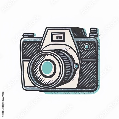 Hand Drawn Of Camera Photography Logo Icon Design Template
