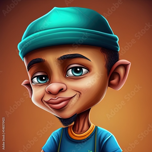 Premium 2D Illustrated L 2D Illustrated A Islamic Boy Wearing A Cap