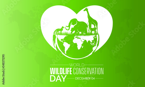 Vector illustration design concept of World Wildlife Conservation Day observed on December 4