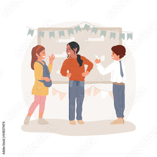 Backwards day isolated cartoon vector illustration. Kids wear clothes inside out, learn to write your name backwards, say hello instead good buy, school funday, spirit week vector cartoon.