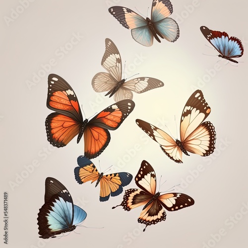 Realistic Butterflies Flying Illustration