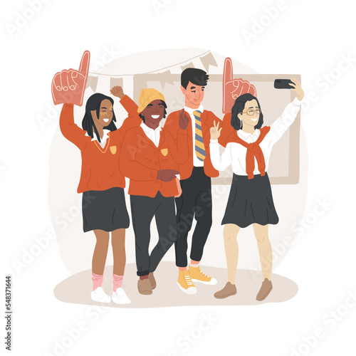 School Spirit Day isolated cartoon vector illustration. Students dressed up in school colors, wearing mascots, spirit week, special theme day, build community, celebrate pride vector cartoon.