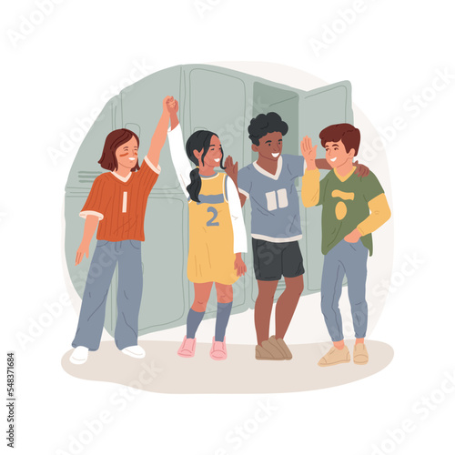 Jersey Day isolated cartoon vector illustration. Students wear t-shirts of different teams, girls and boys in jerseys of favorite club, young sport fans day, show support vector cartoon.