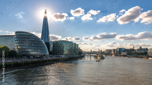 Sunset over London, a view on UK capital, the mixture of modern, classical and business architecture © Cristi