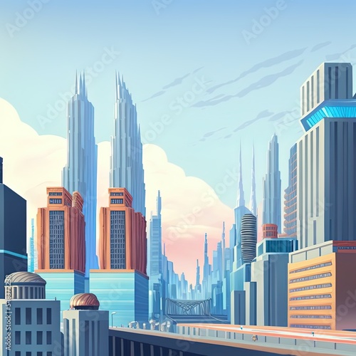Beautiful Cityscape With Skyscrapers