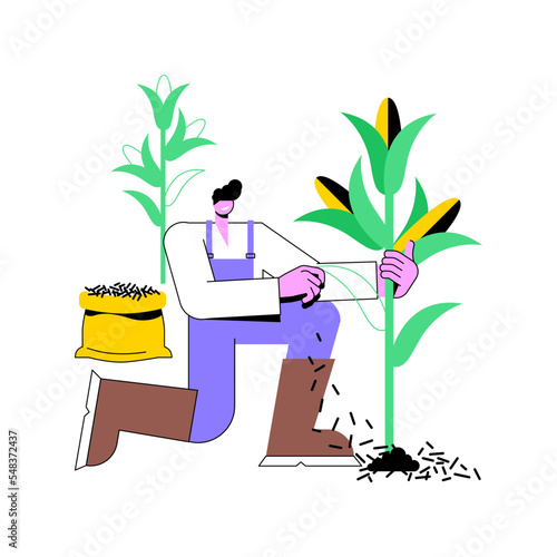 Organic mulching isolated cartoon vector illustrations. Farmer using organic mulching, protect soil, weed management, modern agriculture, using fertilizer, natural decomposition vector cartoon.