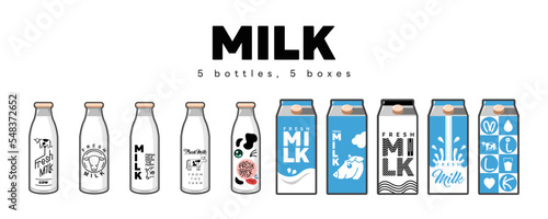 Milk vector set collection graphic design