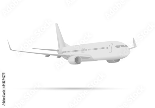 realistic object of flight airplane seen from the left side of the fuselage
