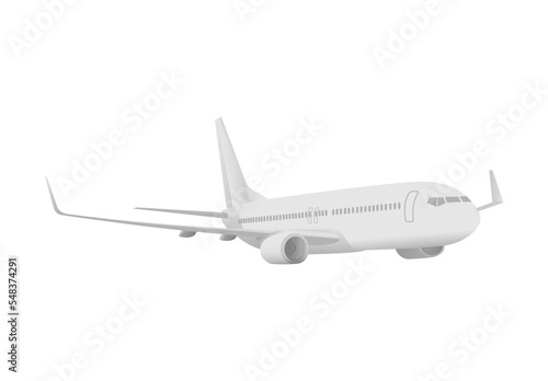 realistic object of flight airplane seen from the left side of the fuselage