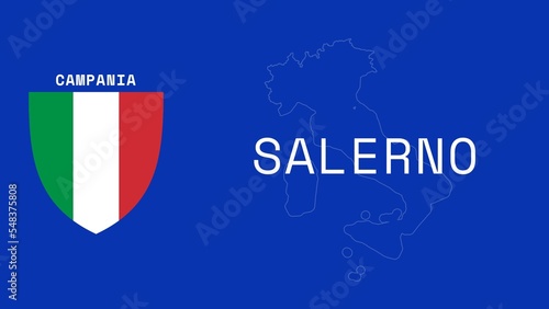 Salerno: Illustration mit dem Ortsnamen der italienischen Stadt Salerno in der Region Campania