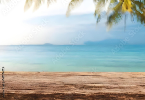 BEACH WITH PALM TREES AT THE BACKGROUND
