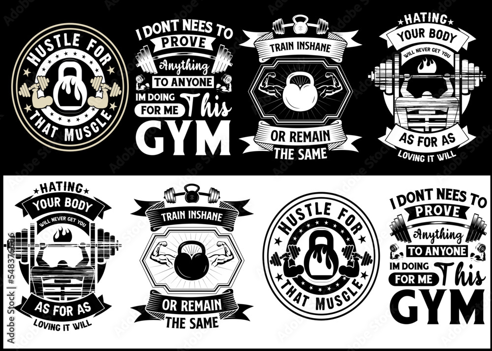 Obraz premium Gym Fitness Workout typography vector print design