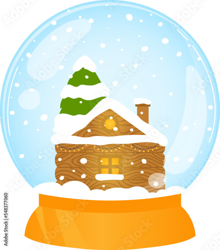 Christmas gifts glass snow globe, pleasant surprise toy for holiday, design cartoon style vector illustration, isolated on white.