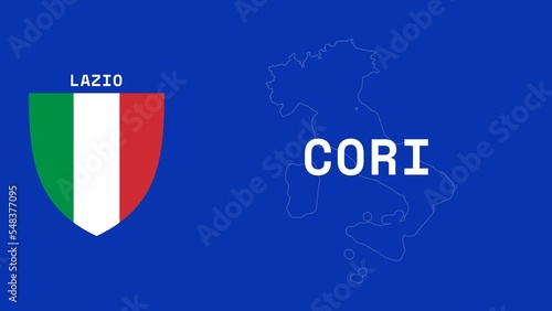 Foto Cori: Illustration mit dem Ortsnamen der italienischen Stadt Cori in der Region