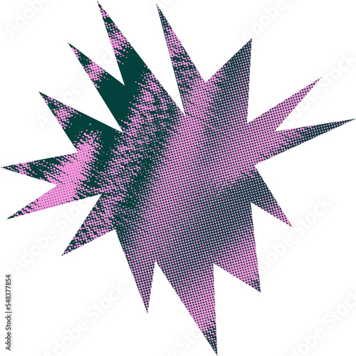 Abstract transparent halftone grunge burst shape.